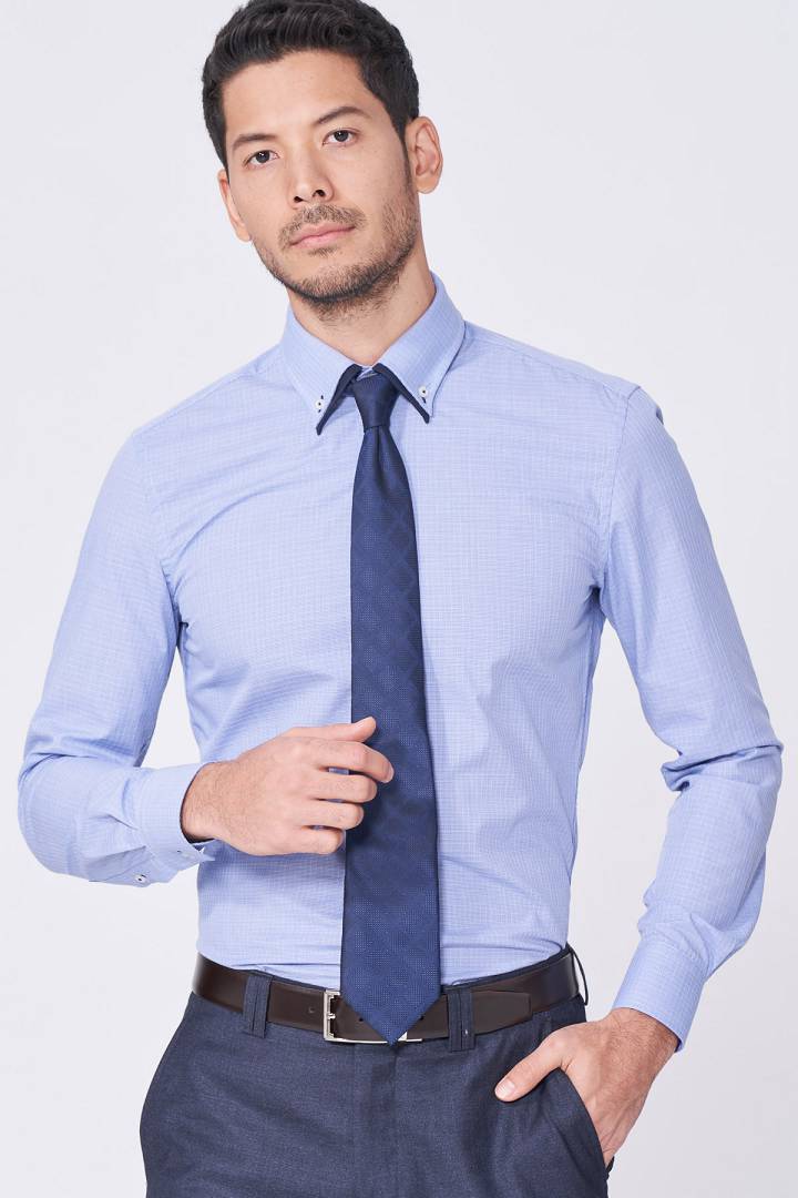 SST&C Blue Shirt With Contrasting Collar Design | 0312011006  (Outlet)_0