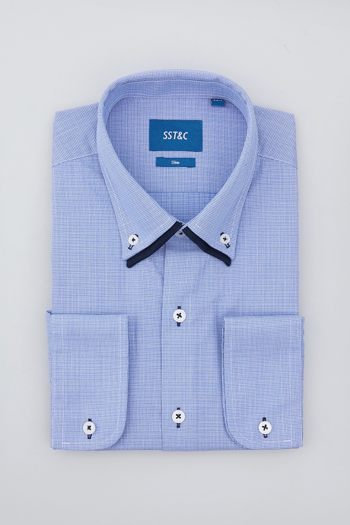 SST&C Blue Shirt With Contrasting Collar Design | 0312011006  (Outlet)_5