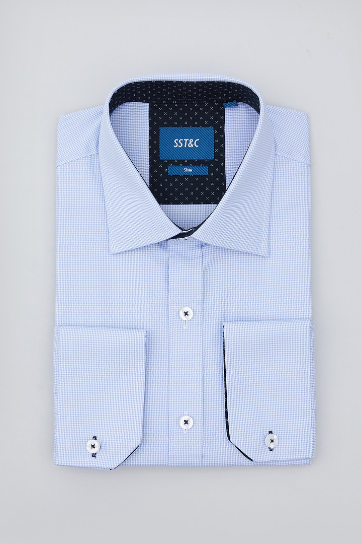 SST&C Houndstooth Blue Shirt | 0312011010  (Outlet)_5