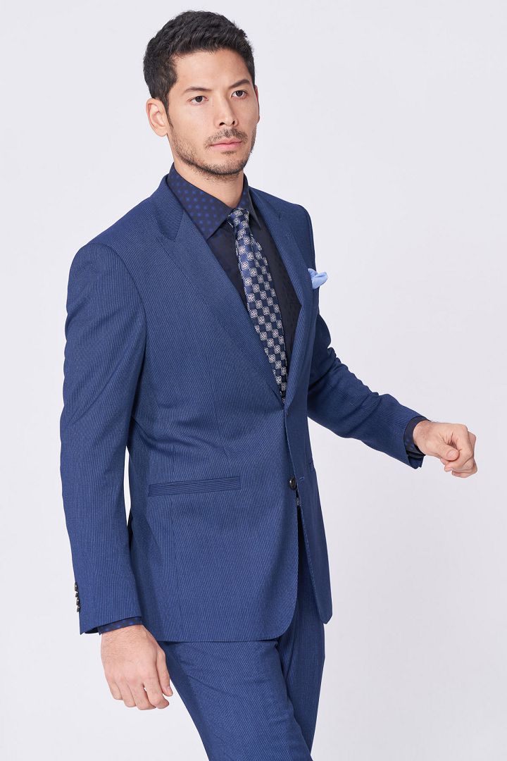 SST&C #Online Exclusive  Navy Striped Pattern Slim Fit Suit Jacket | 0112012003  (Outlet)_0