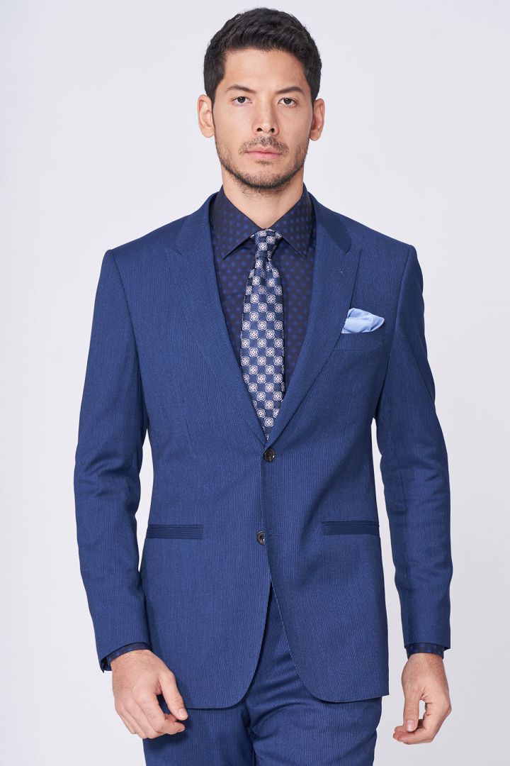 SST&C #Online Exclusive  Navy Striped Pattern Slim Fit Suit Jacket | 0112012003  (Outlet)_1