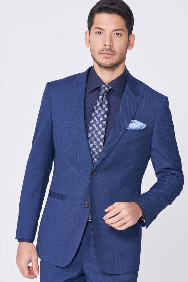 SST&C #Online Exclusive  Navy Striped Pattern Slim Fit Suit Jacket | 0112012003  (Outlet)_2