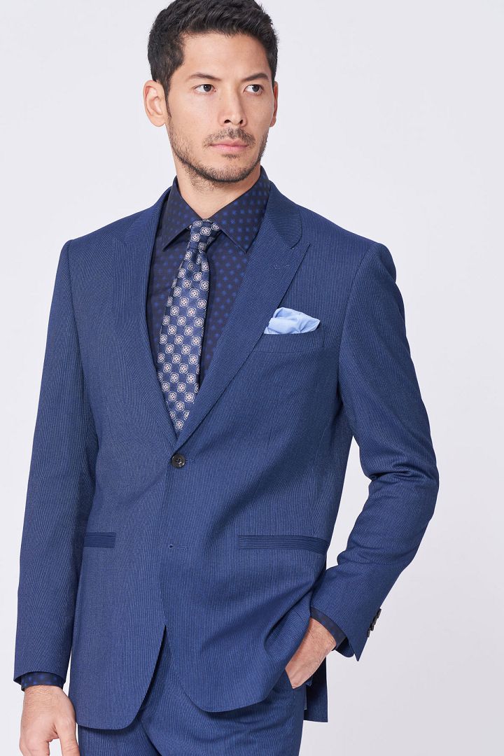 SST&C #Online Exclusive  Navy Striped Pattern Slim Fit Suit Jacket | 0112012003  (Outlet)_3