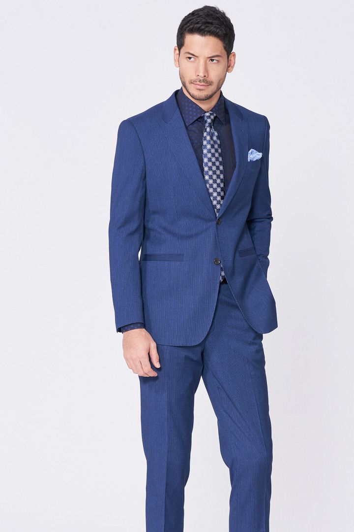SST&C #Online Exclusive  Navy Striped Pattern Slim Fit Suit Jacket | 0112012003  (Outlet)_5