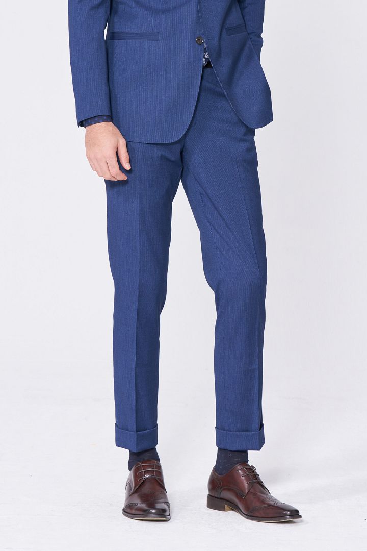 SST&C #Online Exclusive  Navy Striped Pattern Slim Fit Suit Trousers | 0212012003  (Outlet)_1