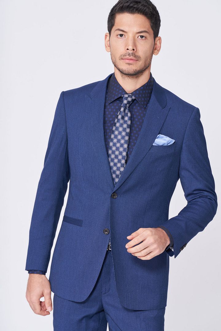 SST&C #Online Exclusive  Navy Striped Pattern Slim Fit Suit Trousers | 0212012003  (Outlet)_3