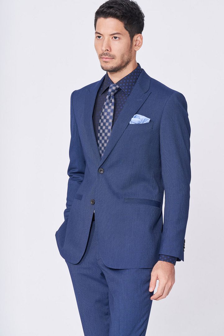 SST&C #Online Exclusive  Navy Striped Pattern Slim Fit Suit Trousers | 0212012003  (Outlet)_4