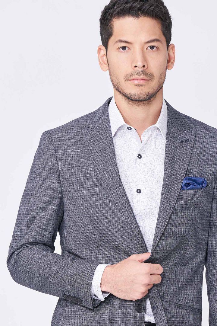 SST&C Gray Check Pattern Slim Fit Suit Jacket | 0112101004  (Outlet)_1