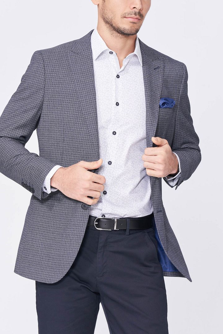 SST&C Gray Check Pattern Slim Fit Suit Jacket | 0112101004  (Outlet)_2