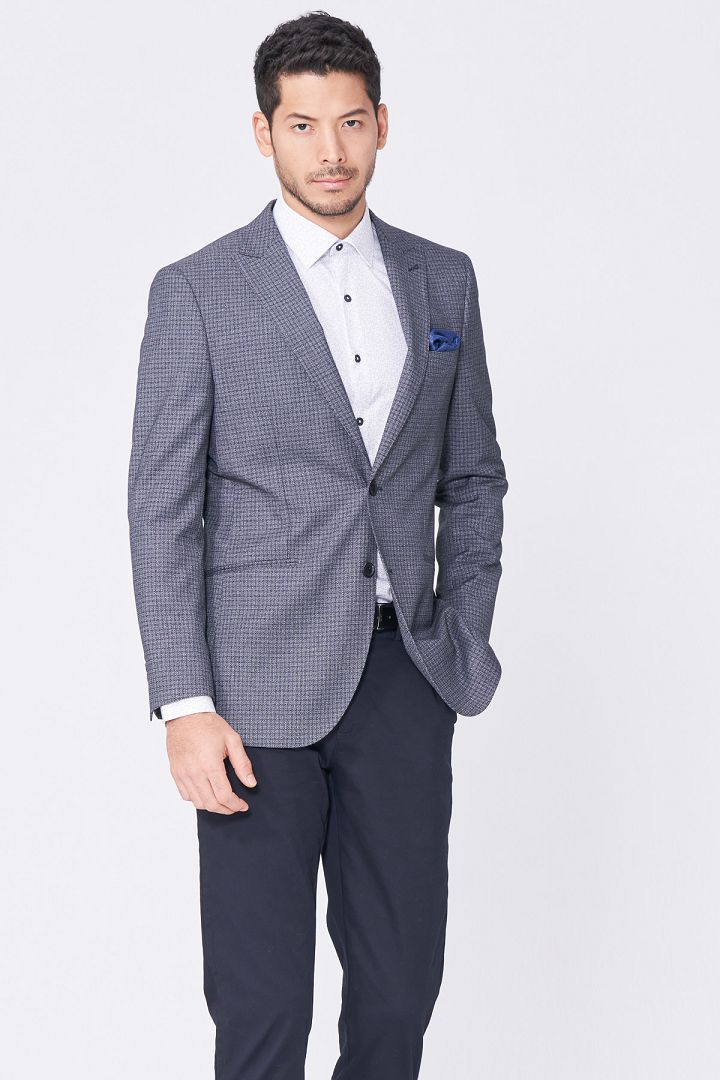 SST&C Gray Check Pattern Slim Fit Suit Jacket | 0112101004  (Outlet)_3