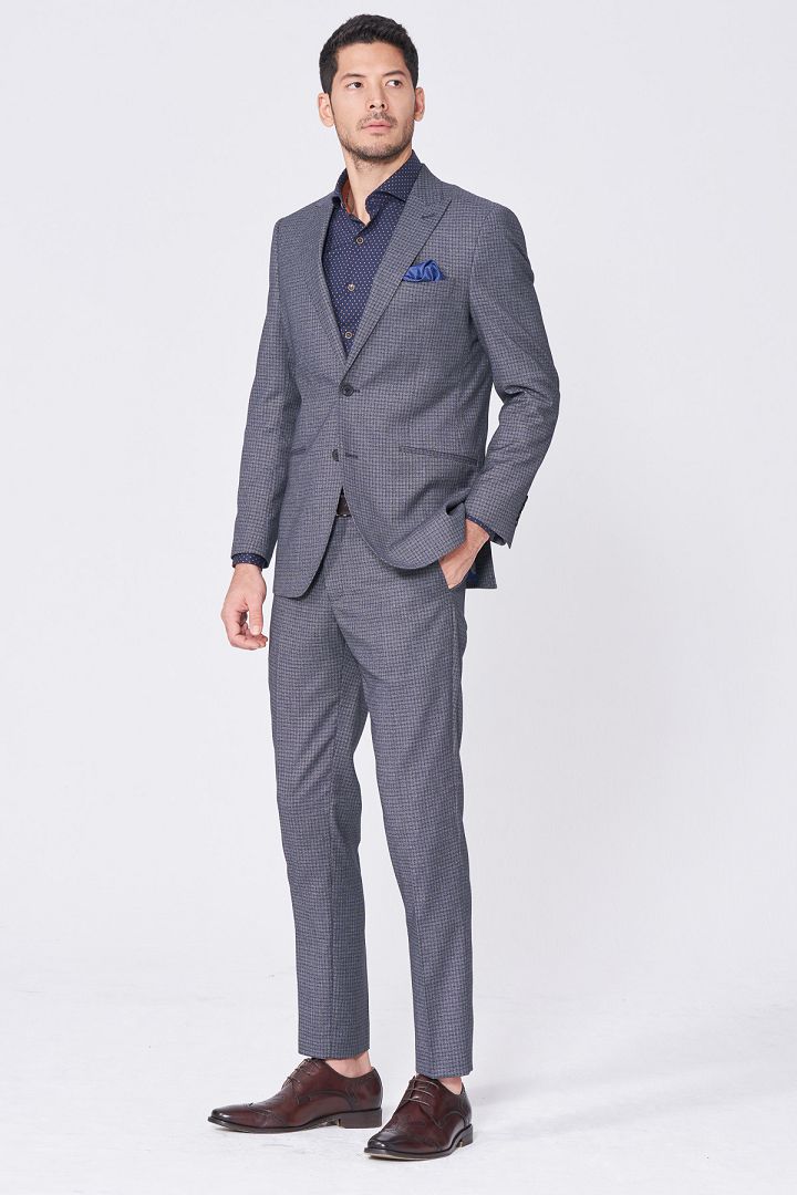 SST&C Gray Check Pattern Slim Fit Suit Jacket | 0112101004  (Outlet)_4