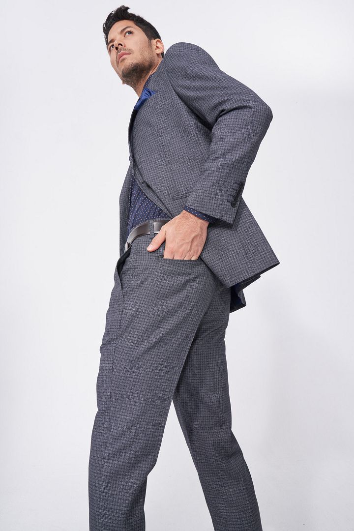 SST&C Gray Check Pattern Slim Fit Suit Trousers | 0212101004  (Outlet)_0