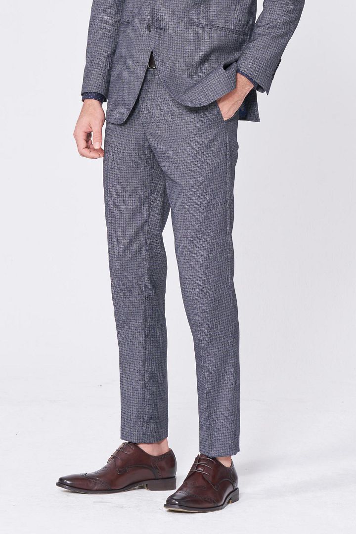 SST&C Gray Check Pattern Slim Fit Suit Trousers | 0212101004  (Outlet)_1