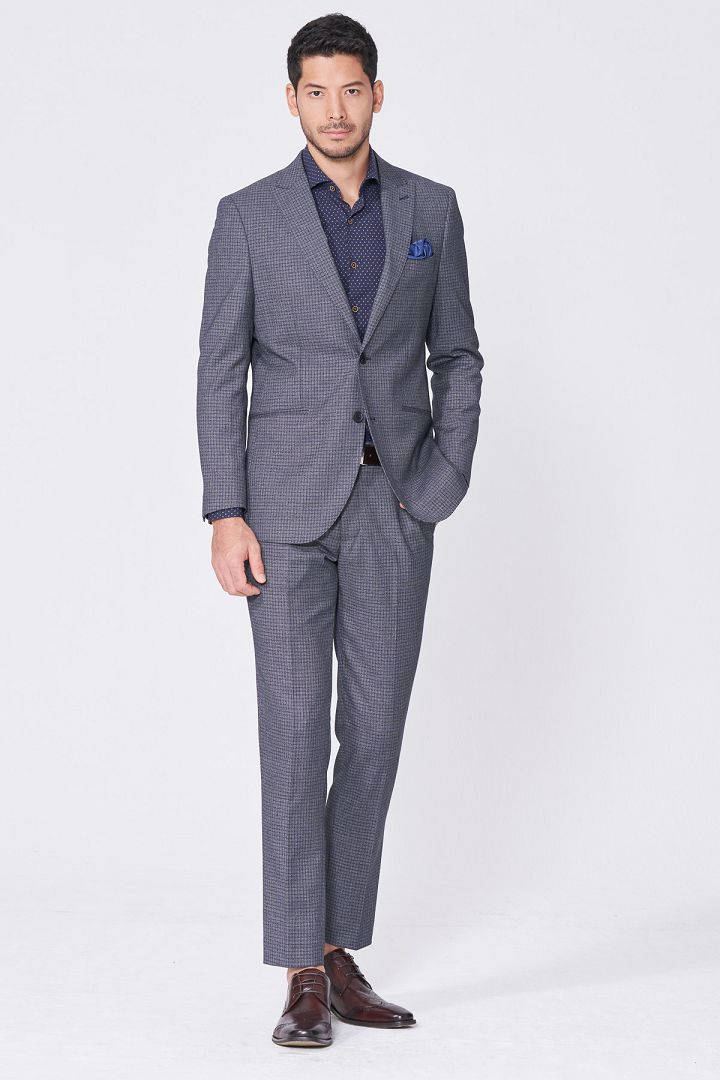 SST&C Gray Check Pattern Slim Fit Suit Trousers | 0212101004  (Outlet)_2