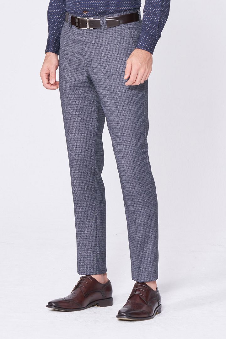 SST&C Gray Check Pattern Slim Fit Suit Trousers | 0212101004  (Outlet)_5