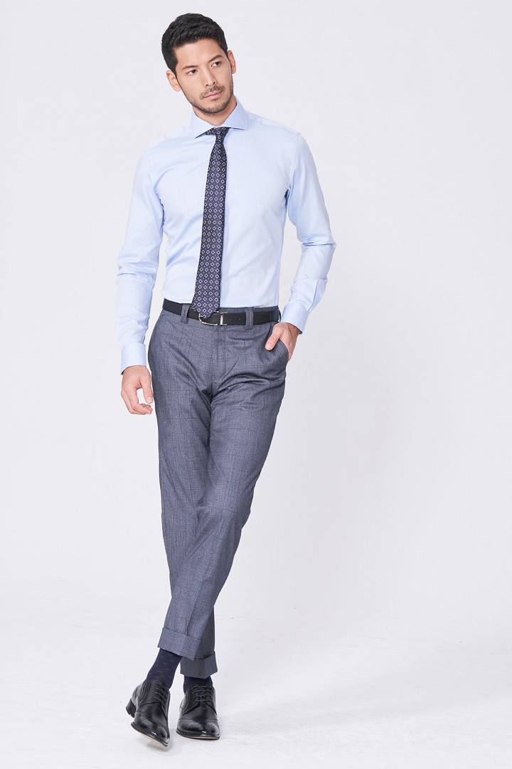 SST&C Blue Textured Shirt | 0312101002  (Outlet)_2