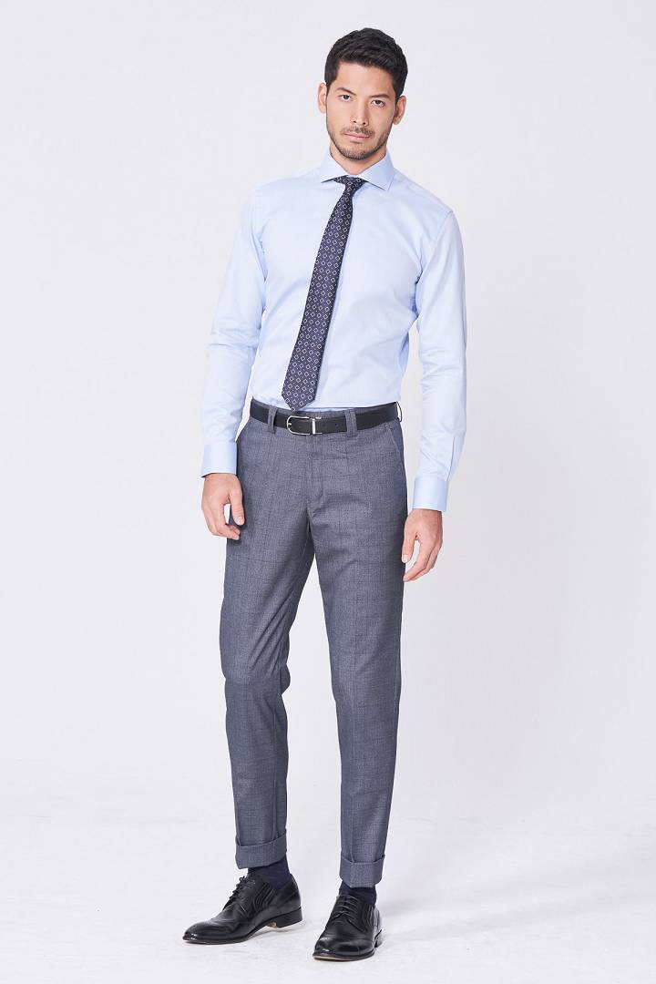 SST&C Blue Textured Shirt | 0312101002  (Outlet)_3