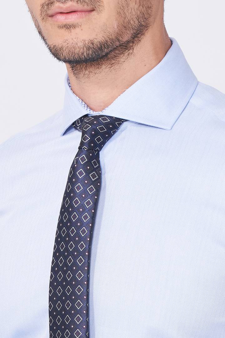 SST&C Blue Textured Shirt | 0312101002  (Outlet)_4