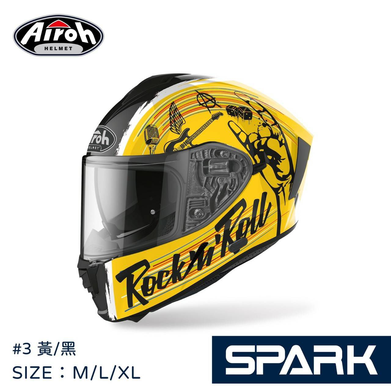 【新品預購】AIROH SPARK #3黑黃 全罩式安全帽 (內藏墨鏡)【預購商品非現貨，配合原廠發貨如有急用請勿訂購】_0