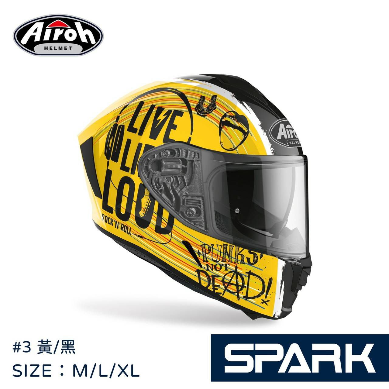 【新品預購】AIROH SPARK #3黑黃 全罩式安全帽 (內藏墨鏡)【預購商品非現貨，配合原廠發貨如有急用請勿訂購】_1