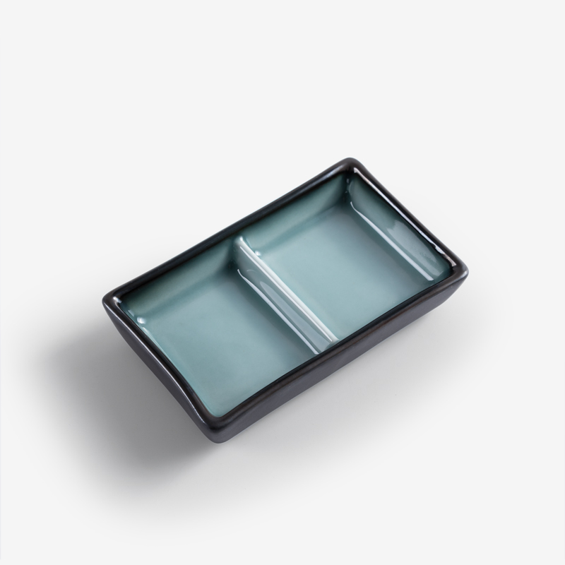 WAGA 松綠海潮 12cm 雙格陶瓷醬料碟︱單品_0