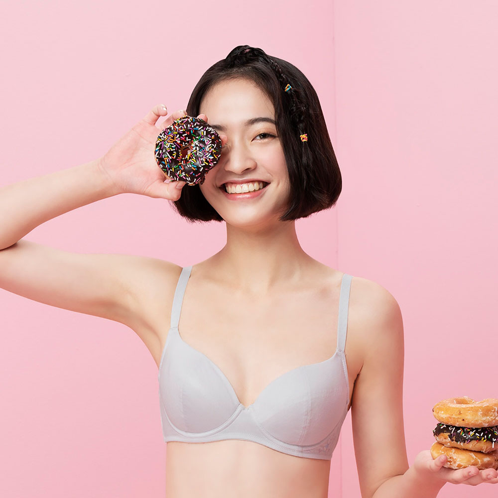 嬪婷-學生系列-有氧牛奶纖維 A-D罩杯少女軟鋼圈內衣(跳躍灰) 學生三階段-保濕抑菌親膚-BB2361FX