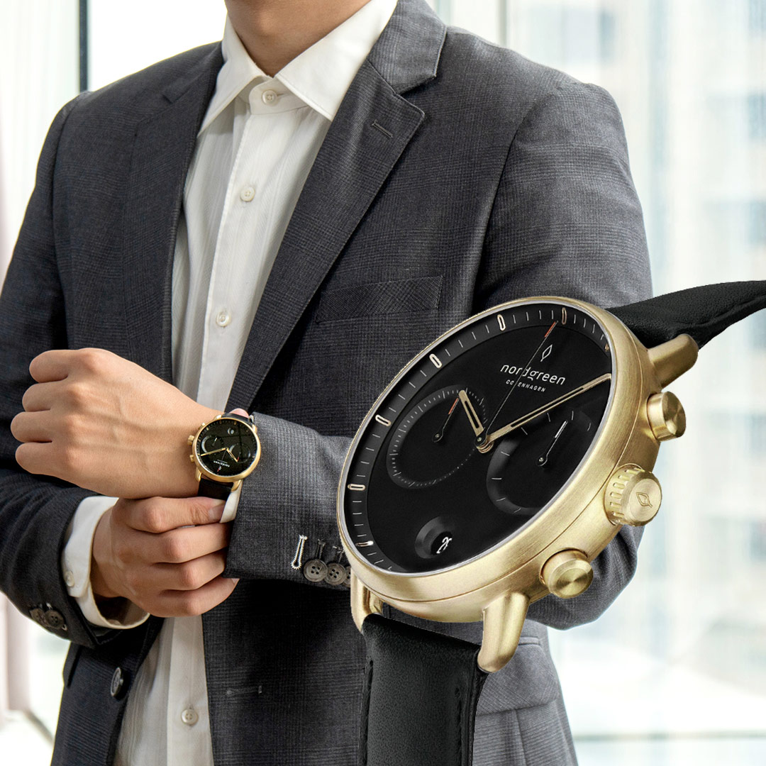 【限時加碼・贈原廠錶帶】ND手錶 Pioneer 先鋒 42mm 香檳金殼×黑面 極夜黑真皮錶帶 Nordgreen 北歐設計師手錶 計時碼錶 PI42GOLEBLBL 熱賣中!_3
