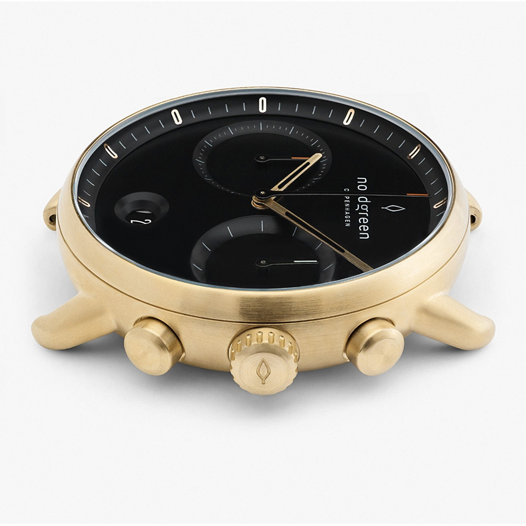 【限時加碼・贈原廠錶帶】ND手錶 Pioneer 先鋒 42mm 香檳金殼×黑面 極夜黑真皮錶帶 Nordgreen 北歐設計師手錶 計時碼錶 PI42GOLEBLBL 熱賣中!_7