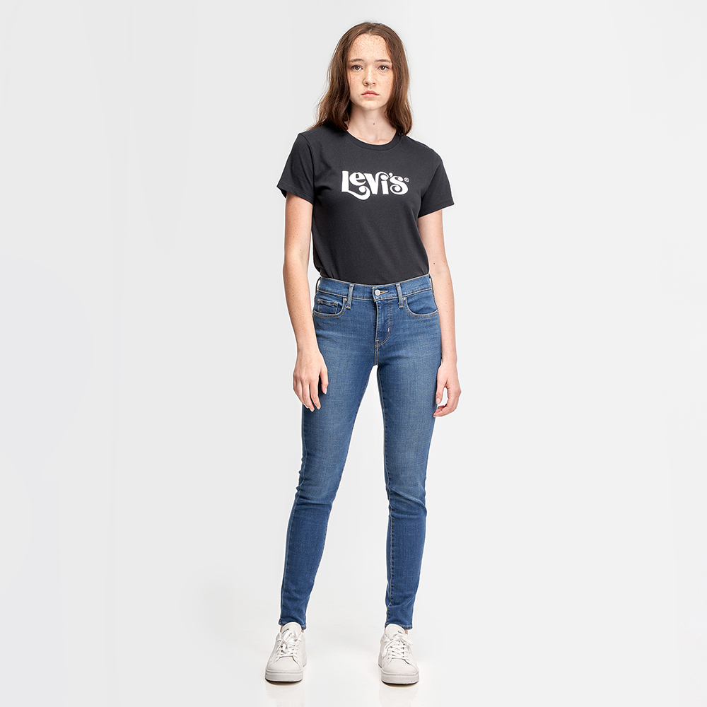 Levis 女款 311中腰縮腹緊身牛仔長褲 / 中藍刷白 / 彈性布料 熱賣單品