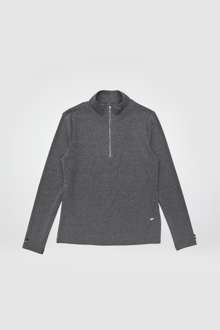 SST&C #Online Exclusive  Women'S Dark Gray Turtleneck Zipper Sweater | 8662011005  (Outlet)_3