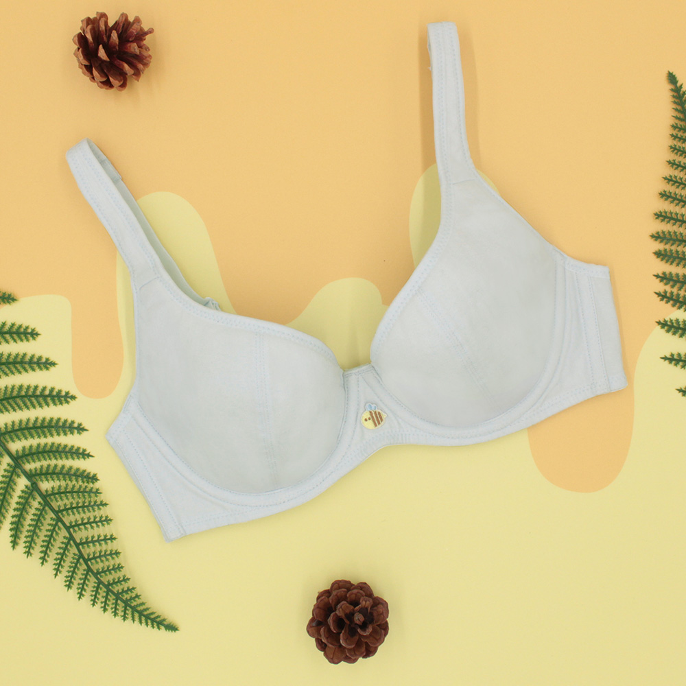 [EASY SHOP]easy body-Honeybee軟鋼圈美國棉少女內衣-淡淡天空藍