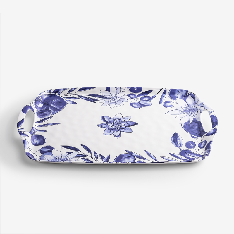 WAGA Blue and White 48cm Melamine Tray_0