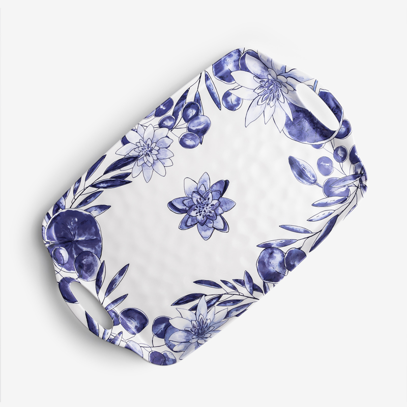 WAGA Blue and White 48cm Melamine Tray_1