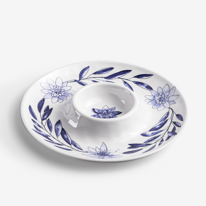 WAGA Blue and White 33cm Melamine Share Plate_0
