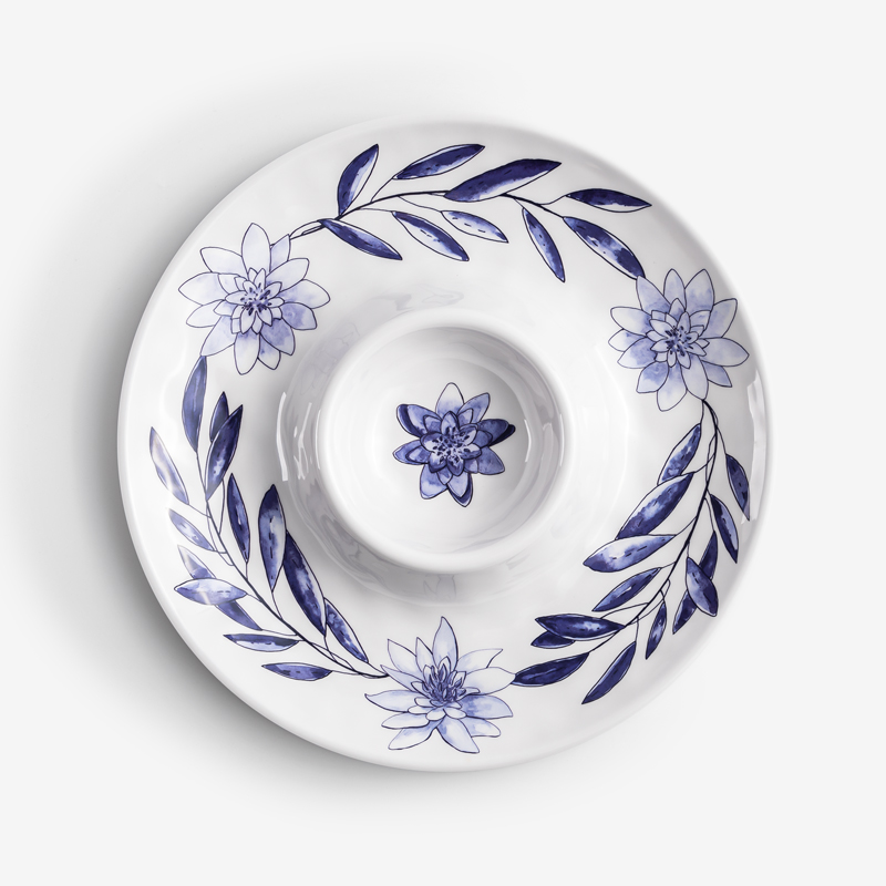 WAGA Blue and White 33cm Melamine Share Plate_1