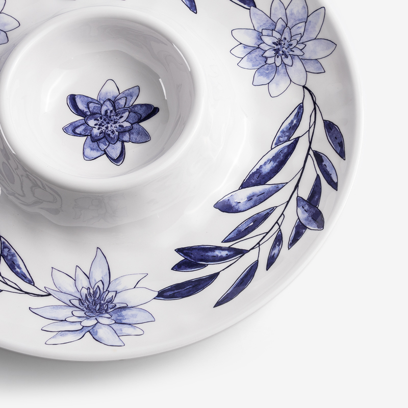 WAGA Blue and White 33cm Melamine Share Plate_3
