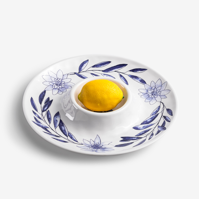 WAGA Blue and White 33cm Melamine Share Plate_4
