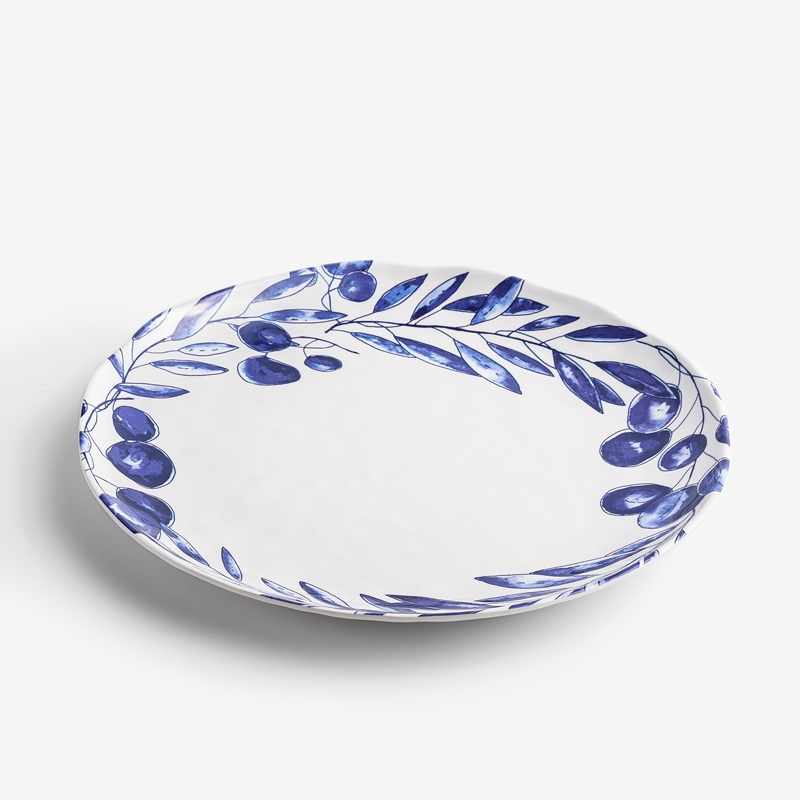 典雅青瓷 28cm 合成樹脂主餐盤│花圈│單品_0