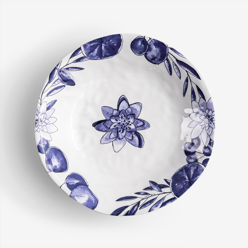 WAGA Blue and White 21cm Melamine Soup Plate_1