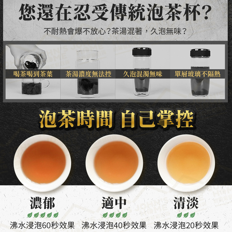 一鍵茶水分離玻璃泡茶杯 450ml 多層茶室 茶漏隨行杯 過濾茶杯 便攜冷泡茶壺 環保杯【YX0109】《約翰家庭百貨_2
