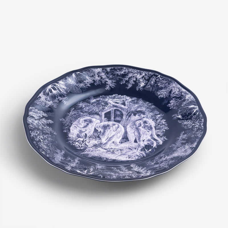 WAGA Cobalt 28cm Melamine Round Dinner Plate | Elephants_0