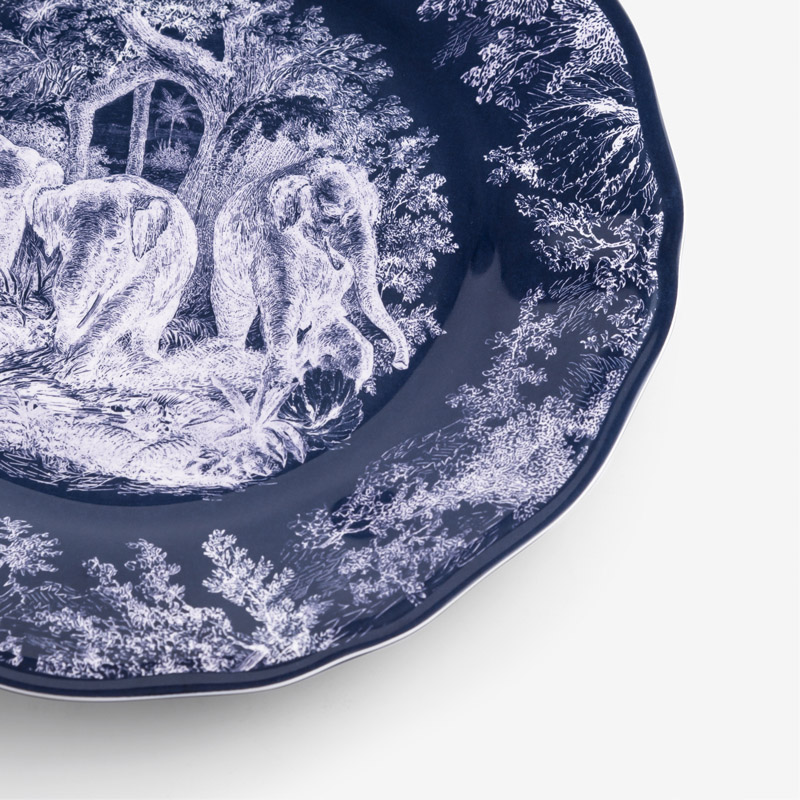 WAGA Cobalt 28cm Melamine Round Dinner Plate | Elephants_3