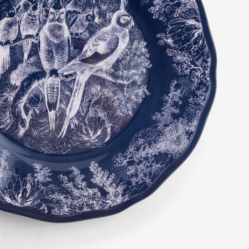 WAGA Cobalt 28cm Melamine Round Salad Plate | Parrots_2