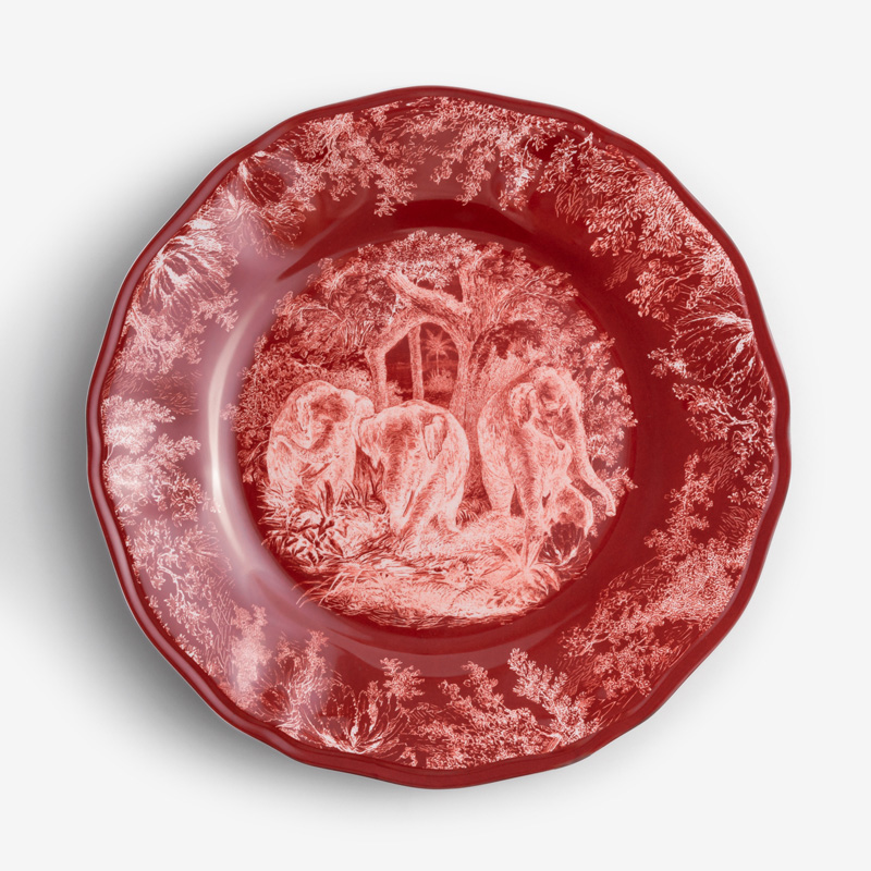 WAGA Crimson Red 28cm Melamine Round Dinner Plate | Elephants_1