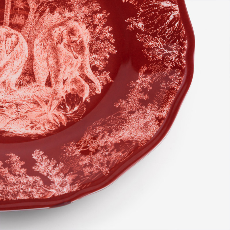 WAGA Crimson Red 28cm Melamine Round Dinner Plate | Elephants_3
