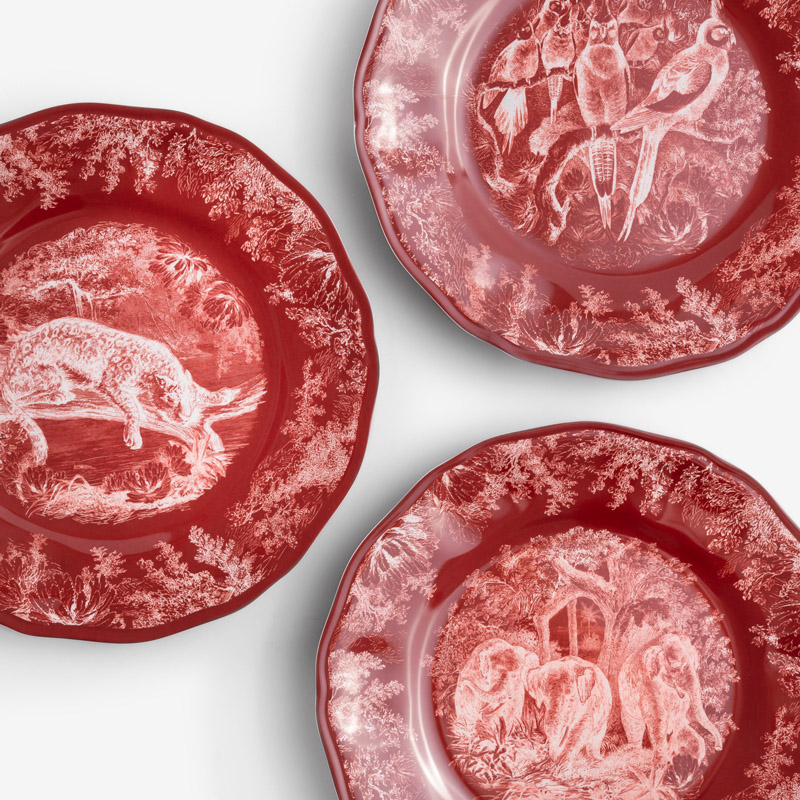 WAGA Crimson Red 28cm Melamine Round Dinner Plate | Elephants_4
