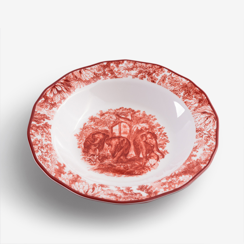 WAGA Crimson Red 23cm Melamine Round Soup Plate | Elephants_0