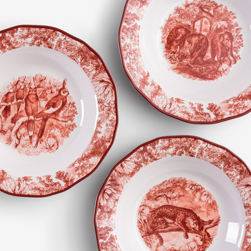 WAGA Crimson Red 23cm Melamine Round Soup Plate | Elephants_3