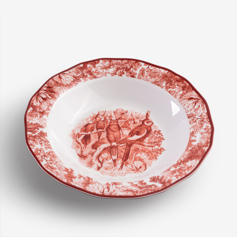 WAGA Crimson Red 23cm Melamine Round Soup Plate | Parrots_0