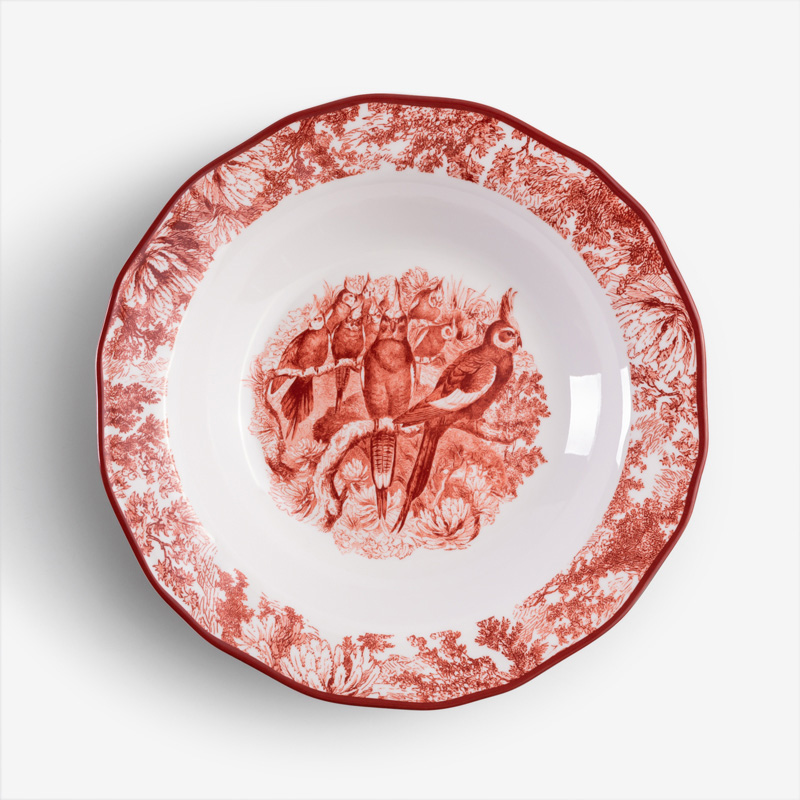 WAGA Crimson Red 23cm Melamine Round Soup Plate | Parrots_1